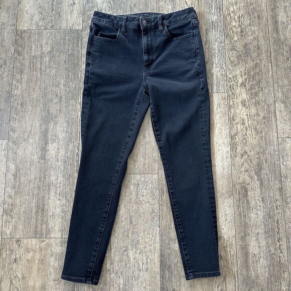 American Eagle SUPER HI RISE JEGGING Size 8 Short Black Jeans Denim Pants 26x24 - Picture 1 of 13